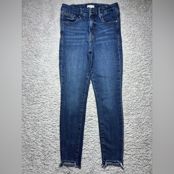 Good American Jeans Womens 6 Good Waist Raw Step Hem Sexy Shape Dark Wash - Picture 1 of 4